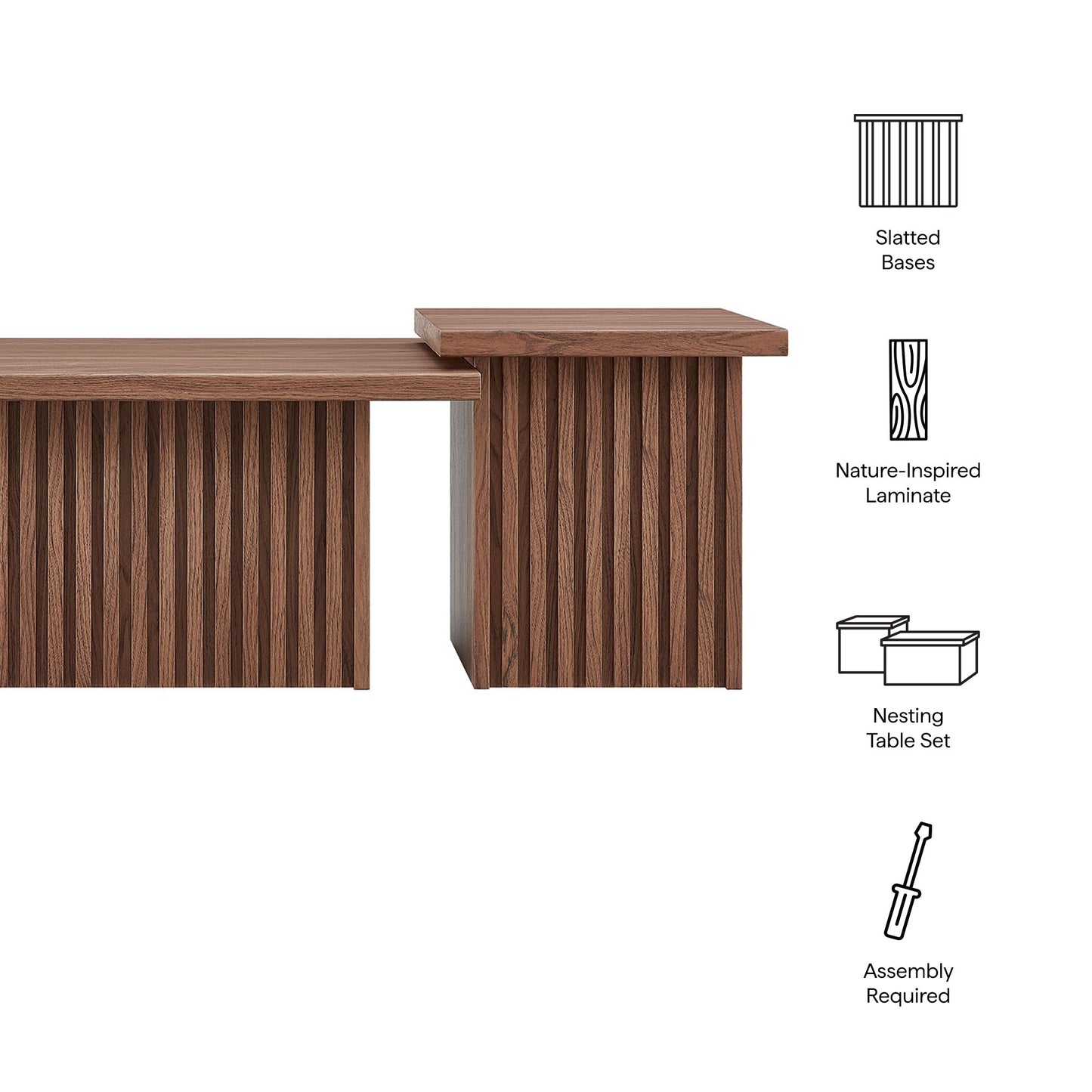 Modway - Render Nesting Coffee Tables Set of 2 by Modway Living Room Tables Walnut - EEI-6970-WAL