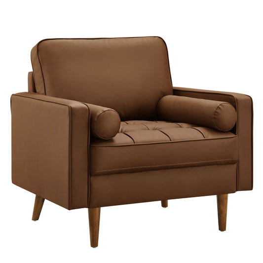 Modway - Valour Tufted Vegan Leather Accent Armchair by Modway  Living Room Sofas and Armchairs Brown - EEI-6971-BRN