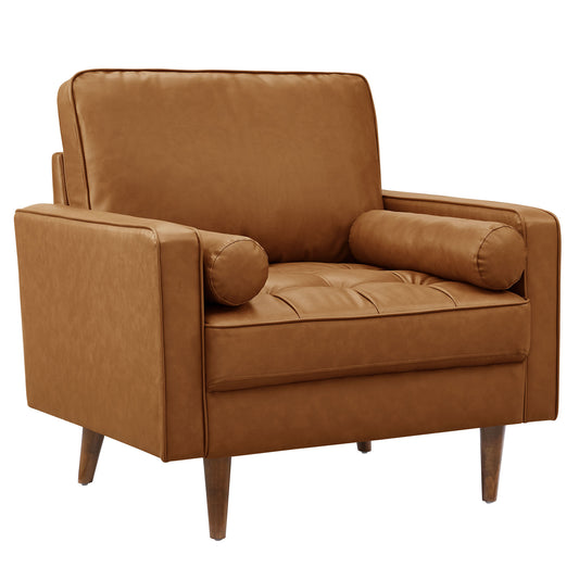 Modway - Valour Tufted Vegan Leather Accent Armchair by Modway  Living Room Sofas and Armchairs Brown - EEI-6971-TAN