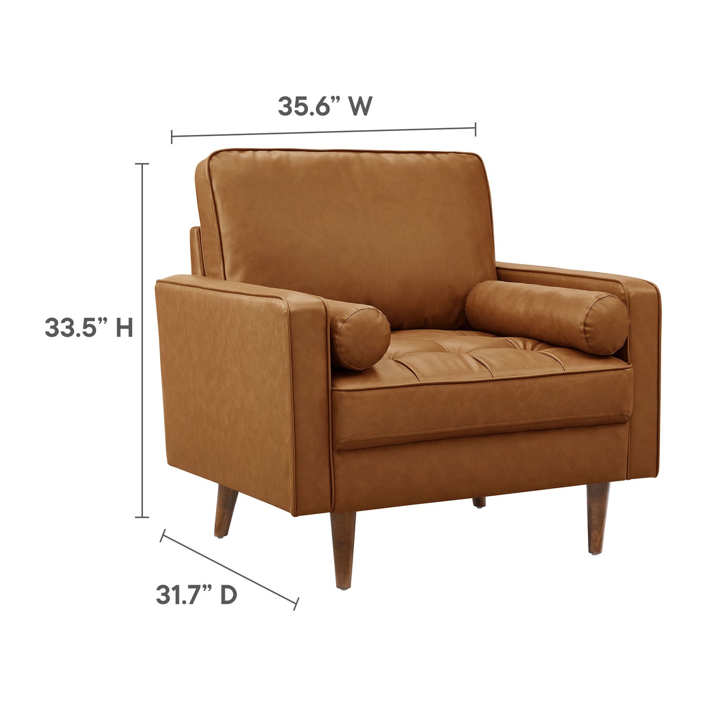 Modway - Valour Tufted Vegan Leather Accent Armchair by Modway  Living Room Sofas and Armchairs Brown - EEI-6971-TAN