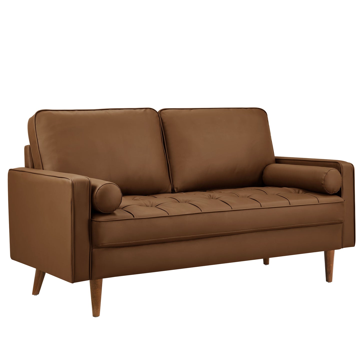 Modway - Valour Tufted Vegan Leather Loveseat by Modway  Living Room Sofas and Armchairs Brown - EEI-6972-BRN