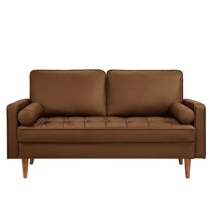 Modway - Valour Tufted Vegan Leather Loveseat by Modway  Living Room Sofas and Armchairs Brown - EEI-6972-BRN