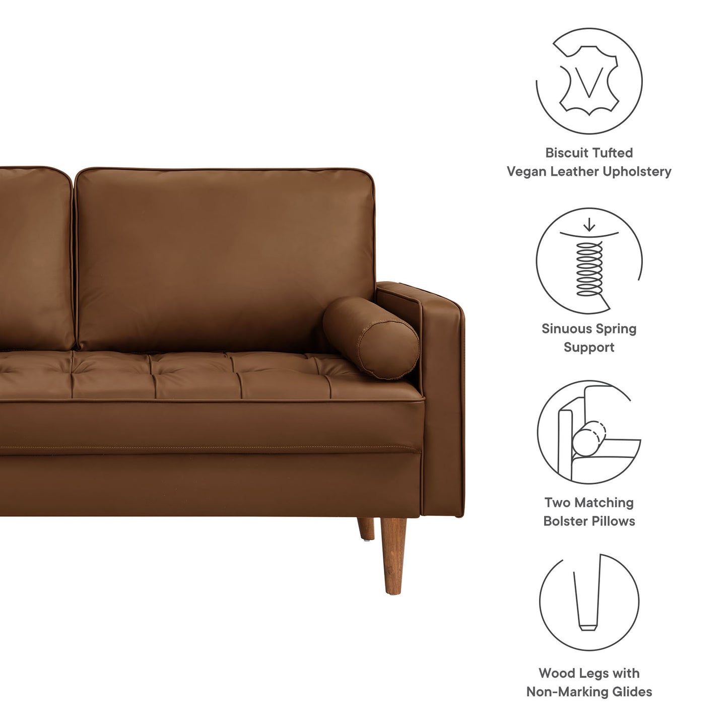 Modway - Valour Tufted Vegan Leather Loveseat by Modway  Living Room Sofas and Armchairs Brown - EEI-6972-BRN