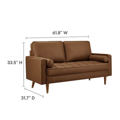 Modway - Valour Tufted Vegan Leather Loveseat by Modway  Living Room Sofas and Armchairs Brown - EEI-6972-BRN