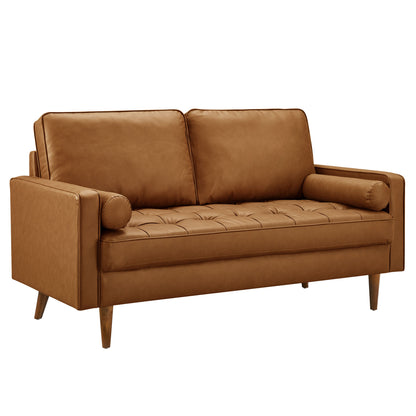 Modway - Valour Tufted Vegan Leather Loveseat by Modway  Living Room Sofas and Armchairs Brown - EEI-6972-TAN