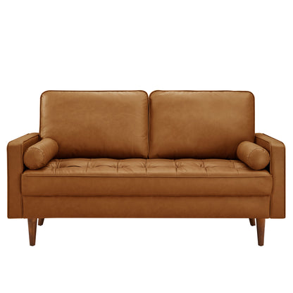 Modway - Valour Tufted Vegan Leather Loveseat by Modway  Living Room Sofas and Armchairs Brown - EEI-6972-TAN