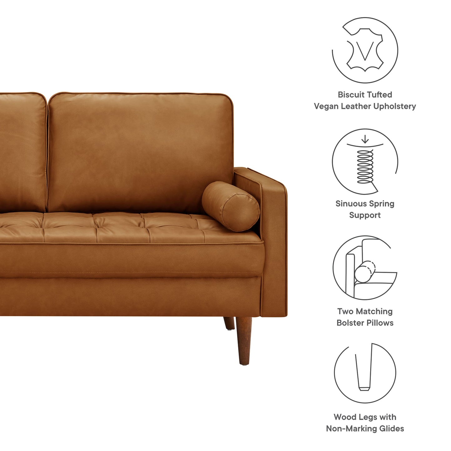 Modway - Valour Tufted Vegan Leather Loveseat by Modway  Living Room Sofas and Armchairs Brown - EEI-6972-TAN