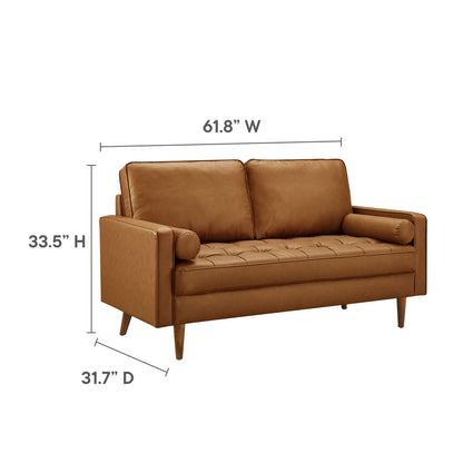 Modway - Valour Tufted Vegan Leather Loveseat by Modway  Living Room Sofas and Armchairs Brown - EEI-6972-TAN