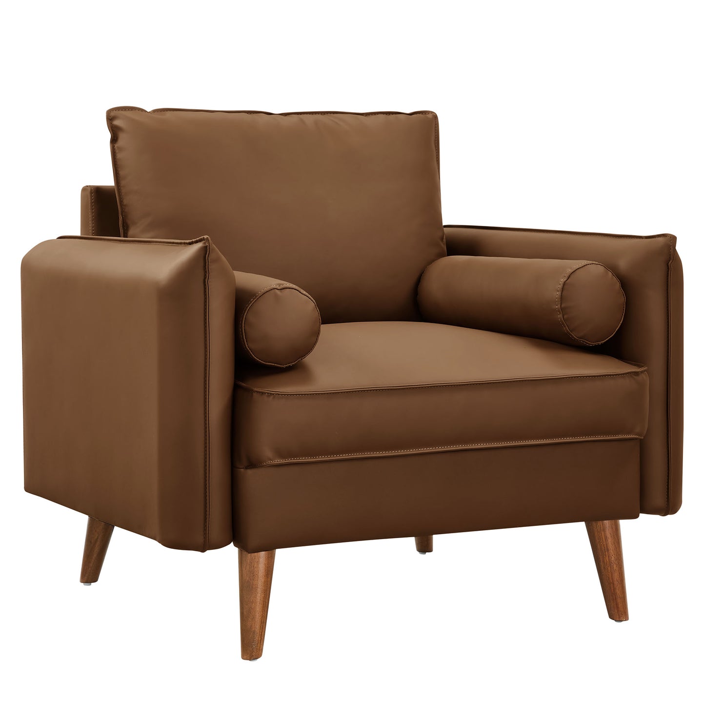 Modway - Revive Upholstered Vegan Leather Accent Armchair by Modway  Living Room Sofas and Armchairs Brown - EEI-6973-BRN