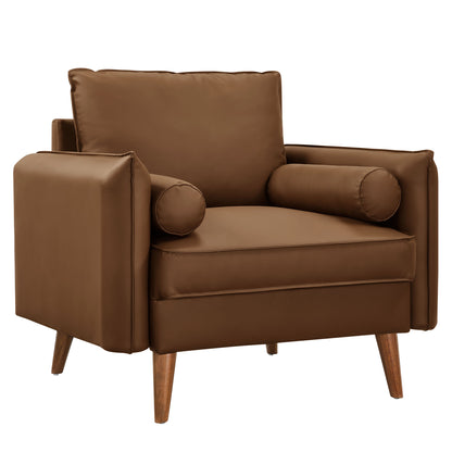 Modway - Revive Upholstered Vegan Leather Accent Armchair by Modway  Living Room Sofas and Armchairs Brown - EEI-6973-BRN