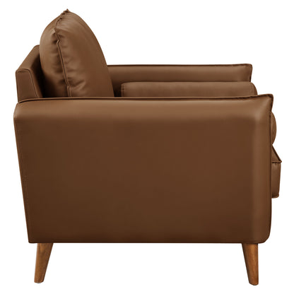 Modway - Revive Upholstered Vegan Leather Accent Armchair by Modway  Living Room Sofas and Armchairs Brown - EEI-6973-BRN