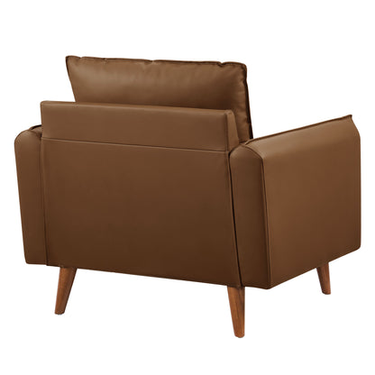 Modway - Revive Upholstered Vegan Leather Accent Armchair by Modway  Living Room Sofas and Armchairs Brown - EEI-6973-BRN