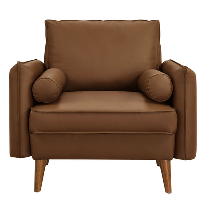 Modway - Revive Upholstered Vegan Leather Accent Armchair by Modway  Living Room Sofas and Armchairs Brown - EEI-6973-BRN