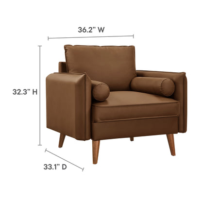 Modway - Revive Upholstered Vegan Leather Accent Armchair by Modway  Living Room Sofas and Armchairs Brown - EEI-6973-BRN