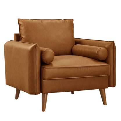 Modway - Revive Upholstered Vegan Leather Accent Armchair by Modway  Living Room Sofas and Armchairs Brown - EEI-6973-TAN