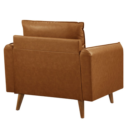 Modway - Revive Upholstered Vegan Leather Accent Armchair by Modway  Living Room Sofas and Armchairs Brown - EEI-6973-TAN