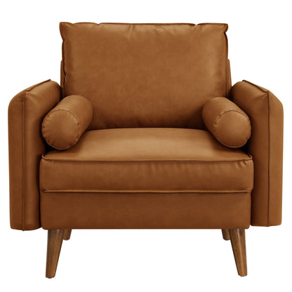 Modway - Revive Upholstered Vegan Leather Accent Armchair by Modway  Living Room Sofas and Armchairs Brown - EEI-6973-TAN