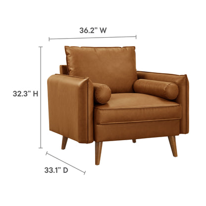 Modway - Revive Upholstered Vegan Leather Accent Armchair by Modway  Living Room Sofas and Armchairs Brown - EEI-6973-TAN