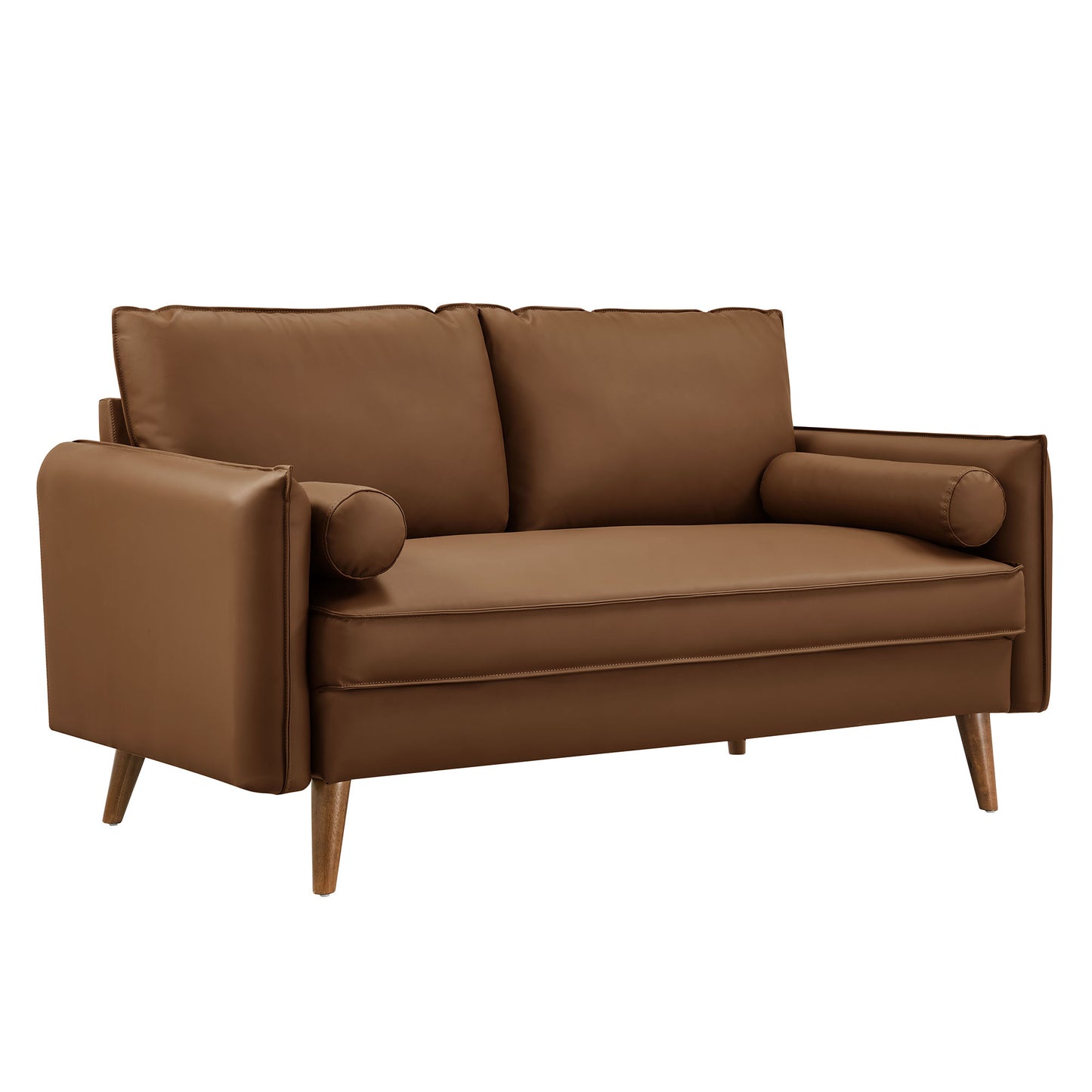 Modway - Revive Upholstered Vegan Leather Loveseat by Modway  Living Room Sofas and Armchairs Brown - EEI-6974-BRN