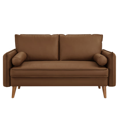 Modway - Revive Upholstered Vegan Leather Loveseat by Modway  Living Room Sofas and Armchairs Brown - EEI-6974-BRN