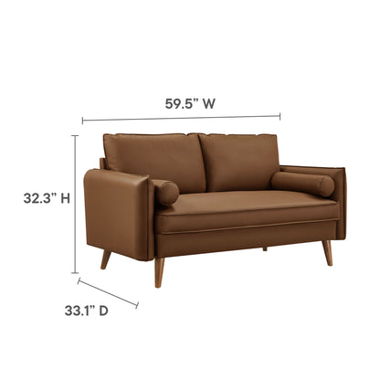 Modway - Revive Upholstered Vegan Leather Loveseat by Modway  Living Room Sofas and Armchairs Brown - EEI-6974-BRN