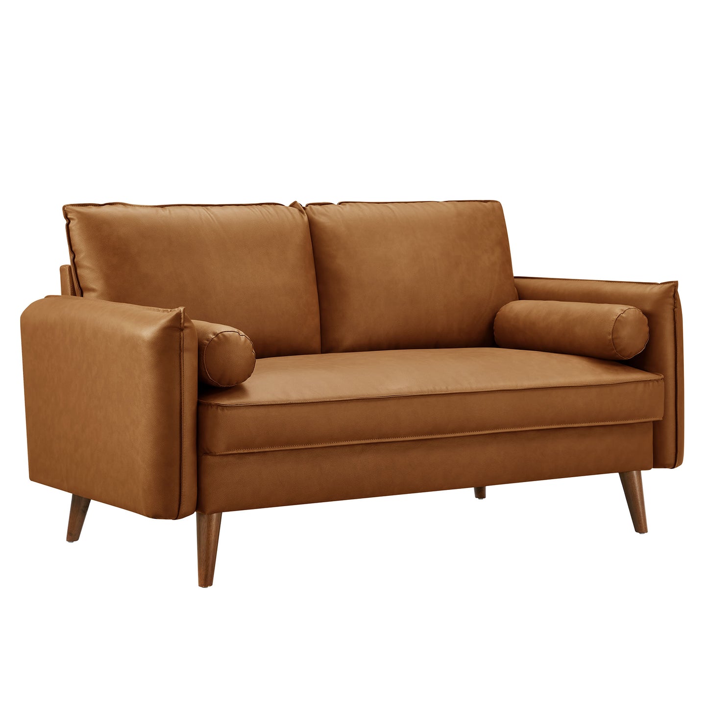 Modway - Revive Upholstered Vegan Leather Loveseat by Modway  Living Room Sofas and Armchairs Brown - EEI-6974-TAN
