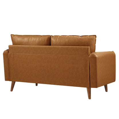 Modway - Revive Upholstered Vegan Leather Loveseat by Modway  Living Room Sofas and Armchairs Brown - EEI-6974-TAN