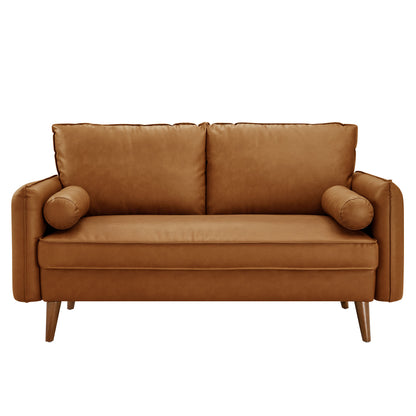 Modway - Revive Upholstered Vegan Leather Loveseat by Modway  Living Room Sofas and Armchairs Brown - EEI-6974-TAN
