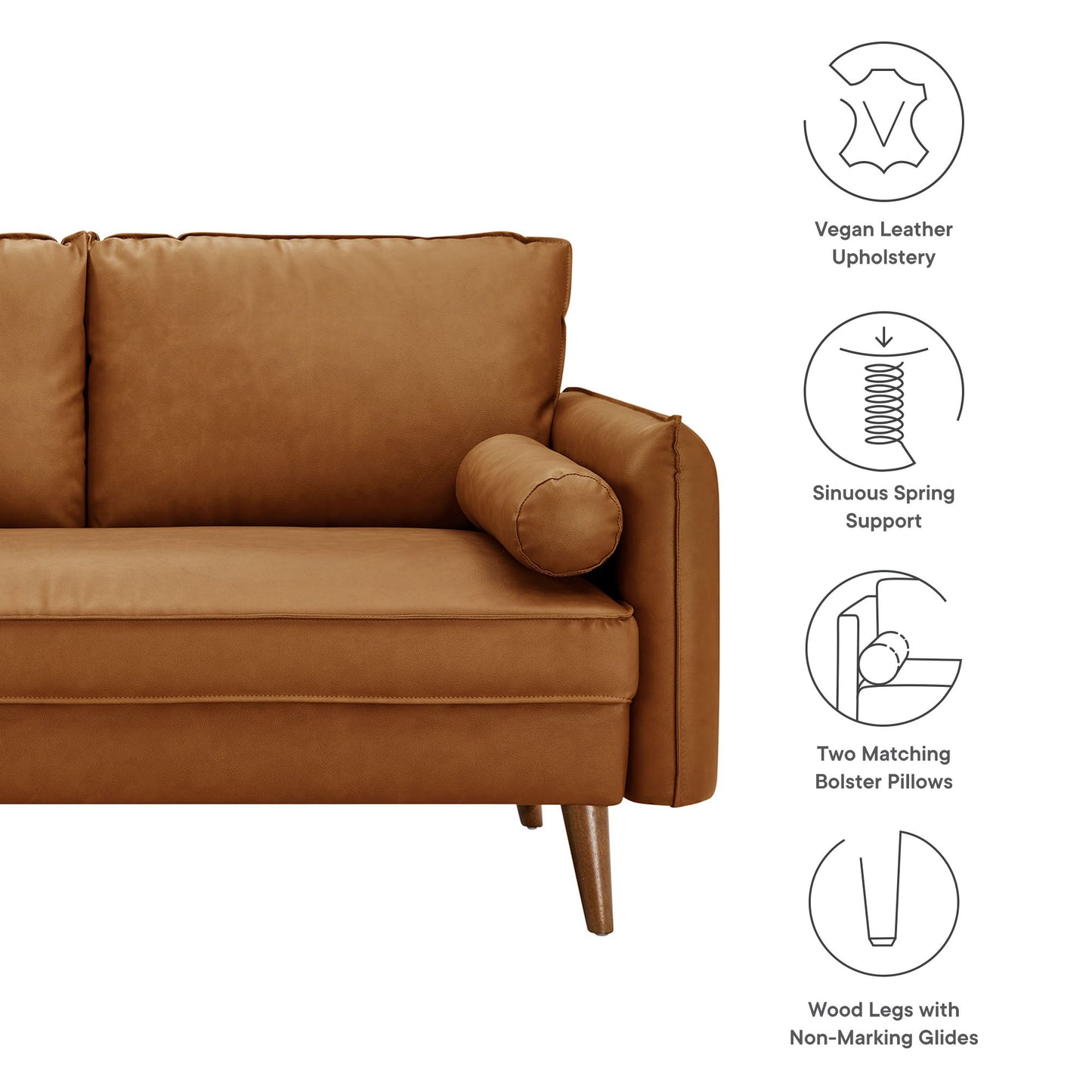 Modway - Revive Upholstered Vegan Leather Loveseat by Modway  Living Room Sofas and Armchairs Brown - EEI-6974-TAN