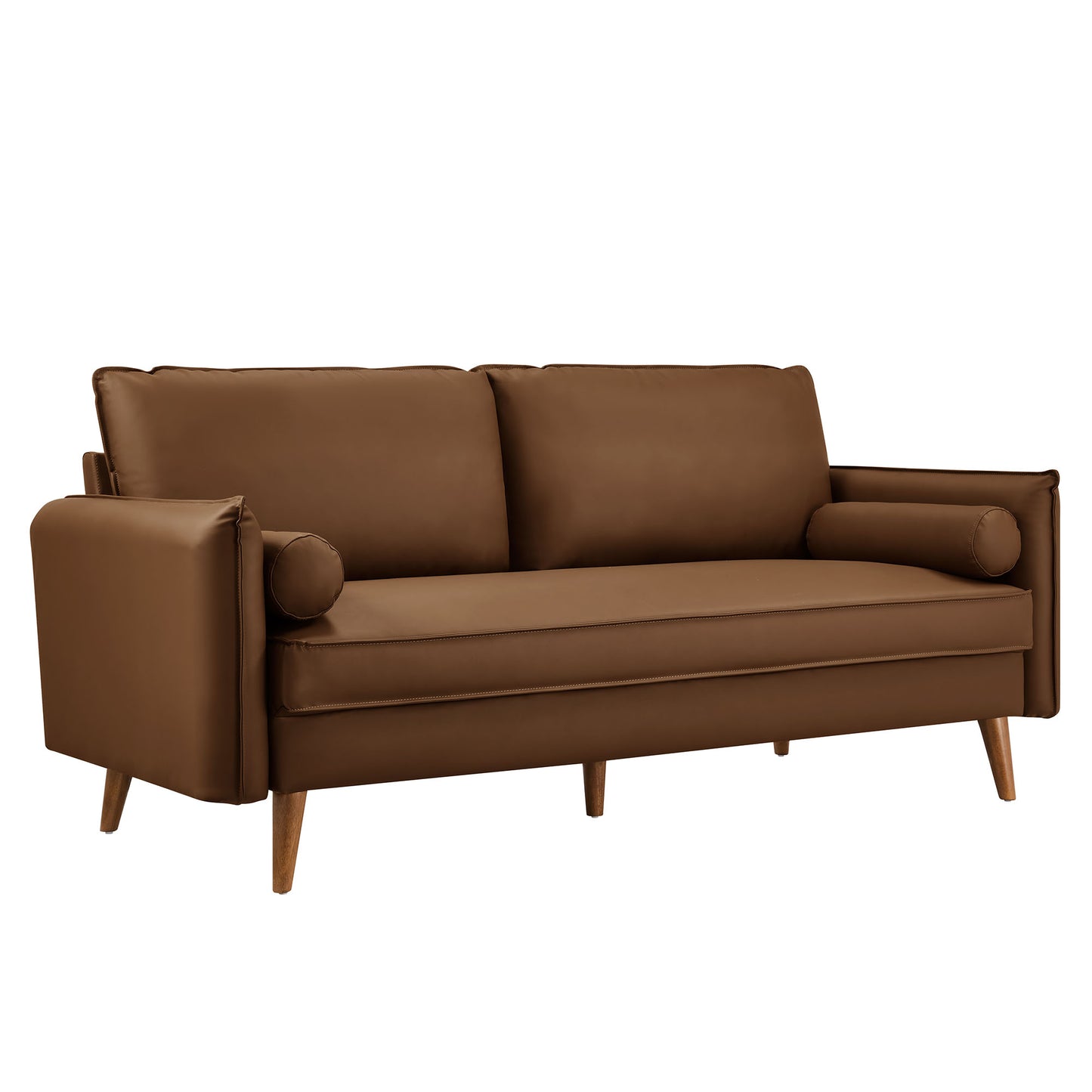 Modway - Revive Upholstered Vegan Leather Sofa by Modway  Living Room Sofas and Armchairs Brown - EEI-6975-BRN