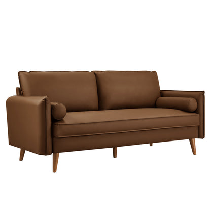 Modway - Revive Upholstered Vegan Leather Sofa by Modway  Living Room Sofas and Armchairs Brown - EEI-6975-BRN