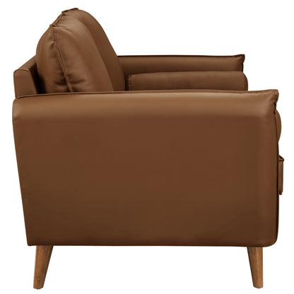 Modway - Revive Upholstered Vegan Leather Sofa by Modway  Living Room Sofas and Armchairs Brown - EEI-6975-BRN
