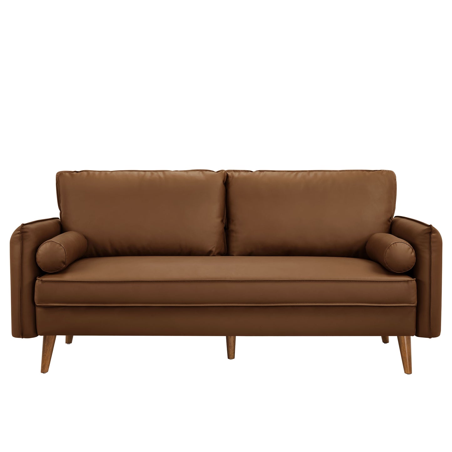 Modway - Revive Upholstered Vegan Leather Sofa by Modway  Living Room Sofas and Armchairs Brown - EEI-6975-BRN