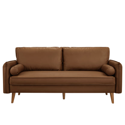 Modway - Revive Upholstered Vegan Leather Sofa by Modway  Living Room Sofas and Armchairs Brown - EEI-6975-BRN