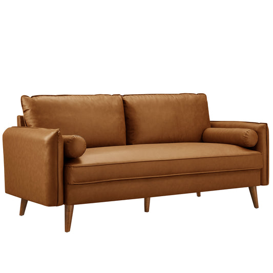 Modway - Revive Upholstered Vegan Leather Sofa by Modway  Living Room Sofas and Armchairs Brown - EEI-6975-TAN