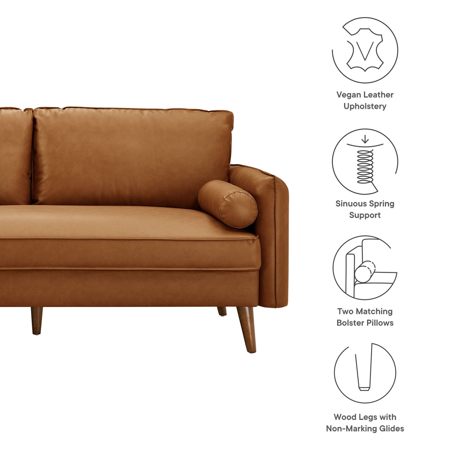 Modway - Revive Upholstered Vegan Leather Sofa by Modway  Living Room Sofas and Armchairs Brown - EEI-6975-TAN