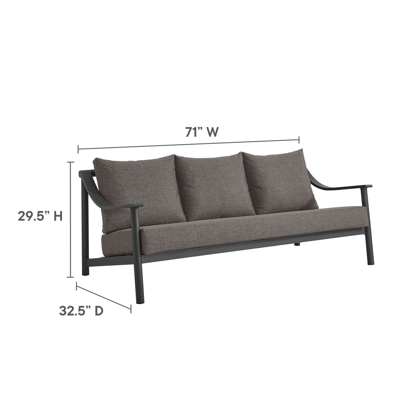 Modway - Terrace Outdoor Patio Aluminum Sofa by Modway  Outdoor Furniture Sofa Sectionals Gray - EEI-6977-CAR-GPH