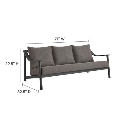 Modway - Terrace Outdoor Patio Aluminum Sofa by Modway  Outdoor Furniture Sofa Sectionals Gray - EEI-6977-CAR-GPH