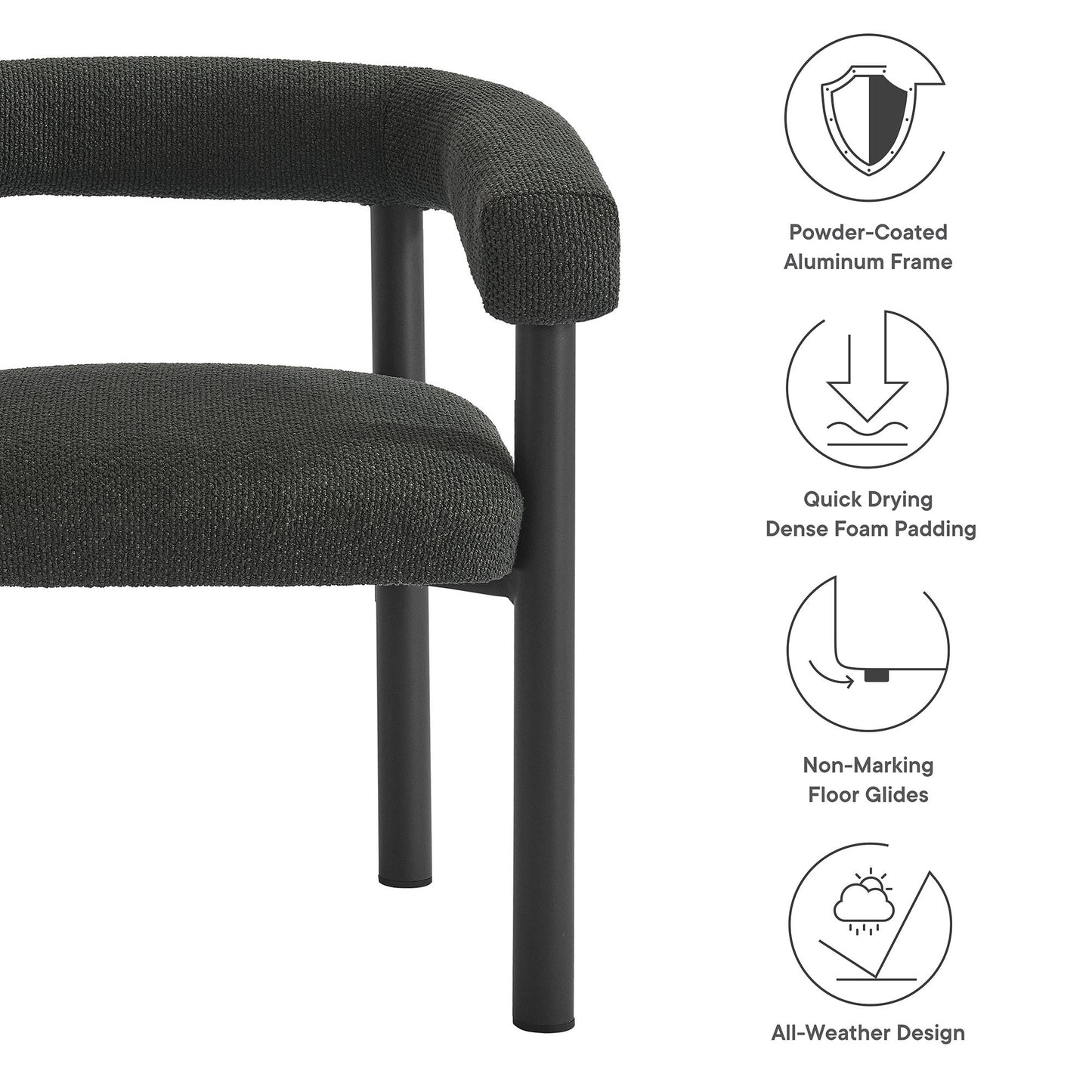 Modway - Nautica Outdoor Patio Aluminum Dining Armchairs Set of 2 by Modway  Outdoor Furniture Bar and Dining Gray - EEI-6979-CHA-GPH