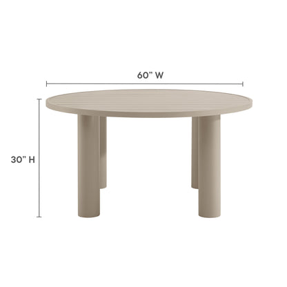 Modway - Nautica Outdoor Patio 60" Round Aluminum Dining Table by Modway  Outdoor Furniture Bar and Dining Brown - EEI-6981-TAU