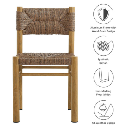 Modway - Parkland Outdoor Patio Rattan and Aluminum Dining Side Chairs Set of 2 by Modway  Outdoor Furniture Bar and Dining Brown - EEI-6982-NAT