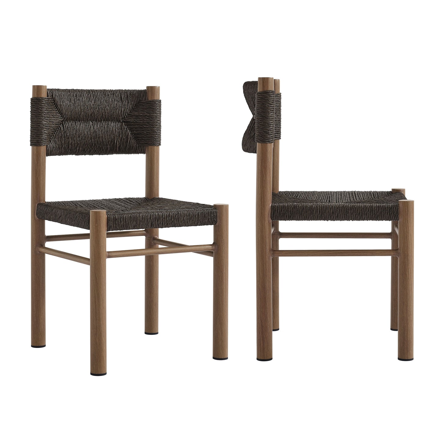 Modway - Parkland Outdoor Patio Rattan and Aluminum Dining Side Chairs Set of 2 by Modway  Outdoor Furniture Bar and Dining Brown - EEI-6982-WAL