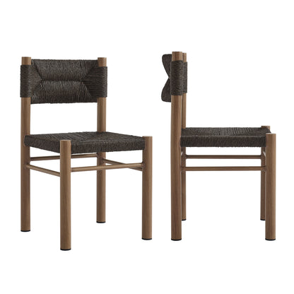 Modway - Parkland Outdoor Patio Rattan and Aluminum Dining Side Chairs Set of 2 by Modway  Outdoor Furniture Bar and Dining Brown - EEI-6982-WAL