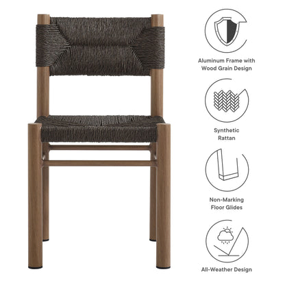 Modway - Parkland Outdoor Patio Rattan and Aluminum Dining Side Chairs Set of 2 by Modway  Outdoor Furniture Bar and Dining Brown - EEI-6982-WAL