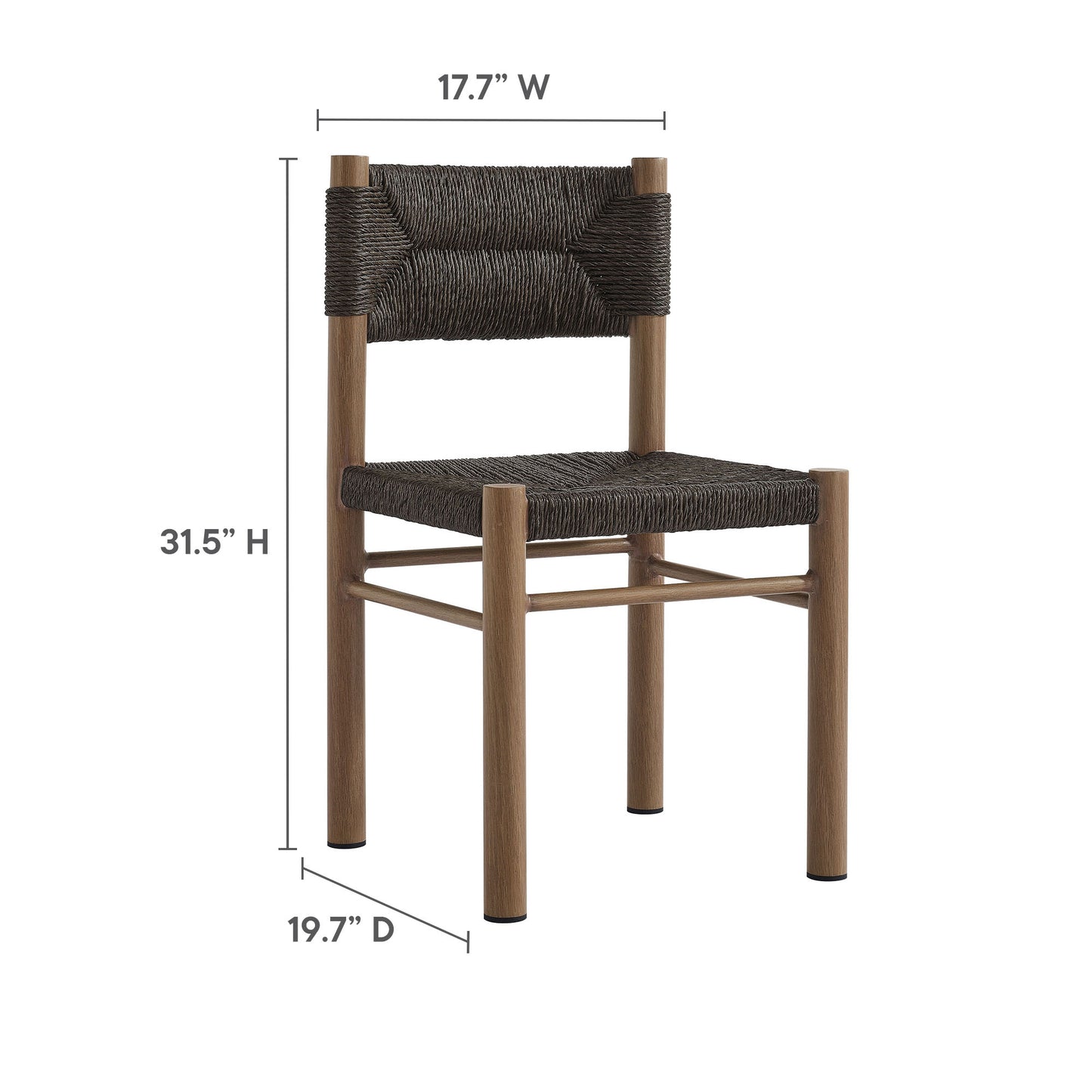 Modway - Parkland Outdoor Patio Rattan and Aluminum Dining Side Chairs Set of 2 by Modway  Outdoor Furniture Bar and Dining Brown - EEI-6982-WAL