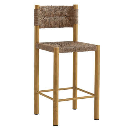 Modway - Parkland Outdoor Patio Rattan and Aluminum Counter Stools Set of 2 by Modway  Outdoor Furniture Bar and Dining Brown - EEI-6983-NAT