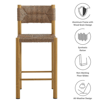 Modway - Parkland Outdoor Patio Rattan and Aluminum Counter Stools Set of 2 by Modway  Outdoor Furniture Bar and Dining Brown - EEI-6983-NAT