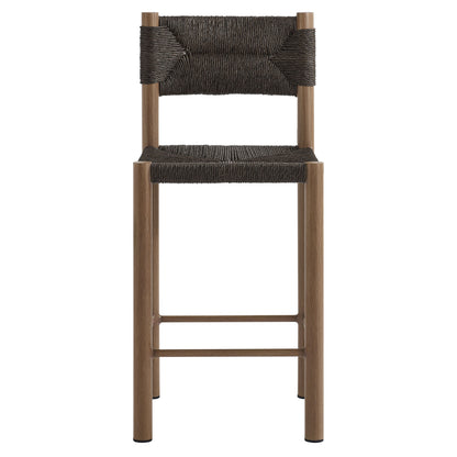 Modway - Parkland Outdoor Patio Rattan and Aluminum Counter Stools Set of 2 by Modway  Outdoor Furniture Bar and Dining Brown - EEI-6983-WAL