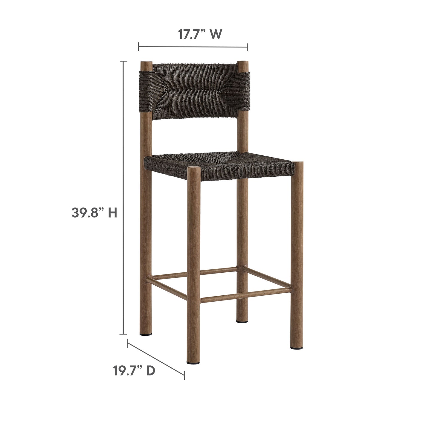 Modway - Parkland Outdoor Patio Rattan and Aluminum Counter Stools Set of 2 by Modway  Outdoor Furniture Bar and Dining Brown - EEI-6983-WAL