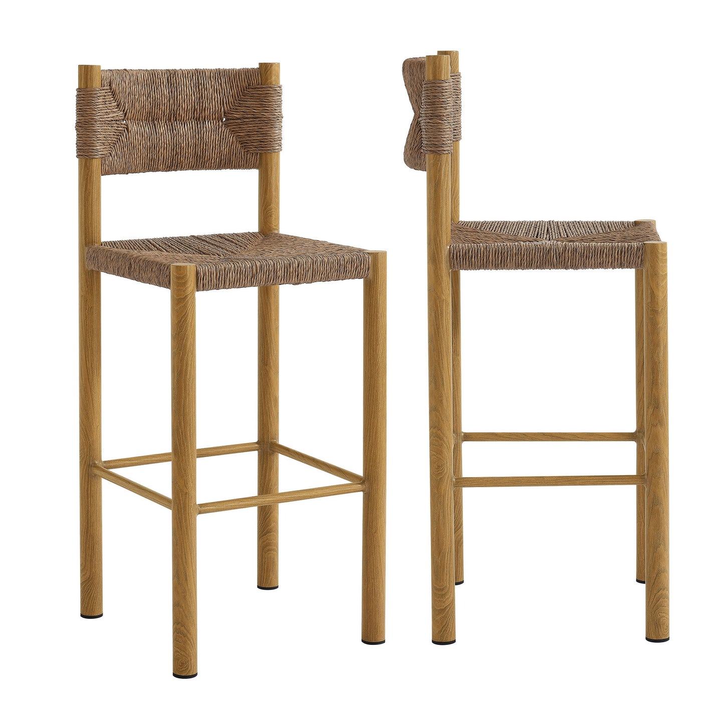 Modway - Parkland Outdoor Patio Rattan and Aluminum Bar Stools Set of 2 by Modway  Outdoor Furniture Bar and Dining Brown - EEI-6984-NAT